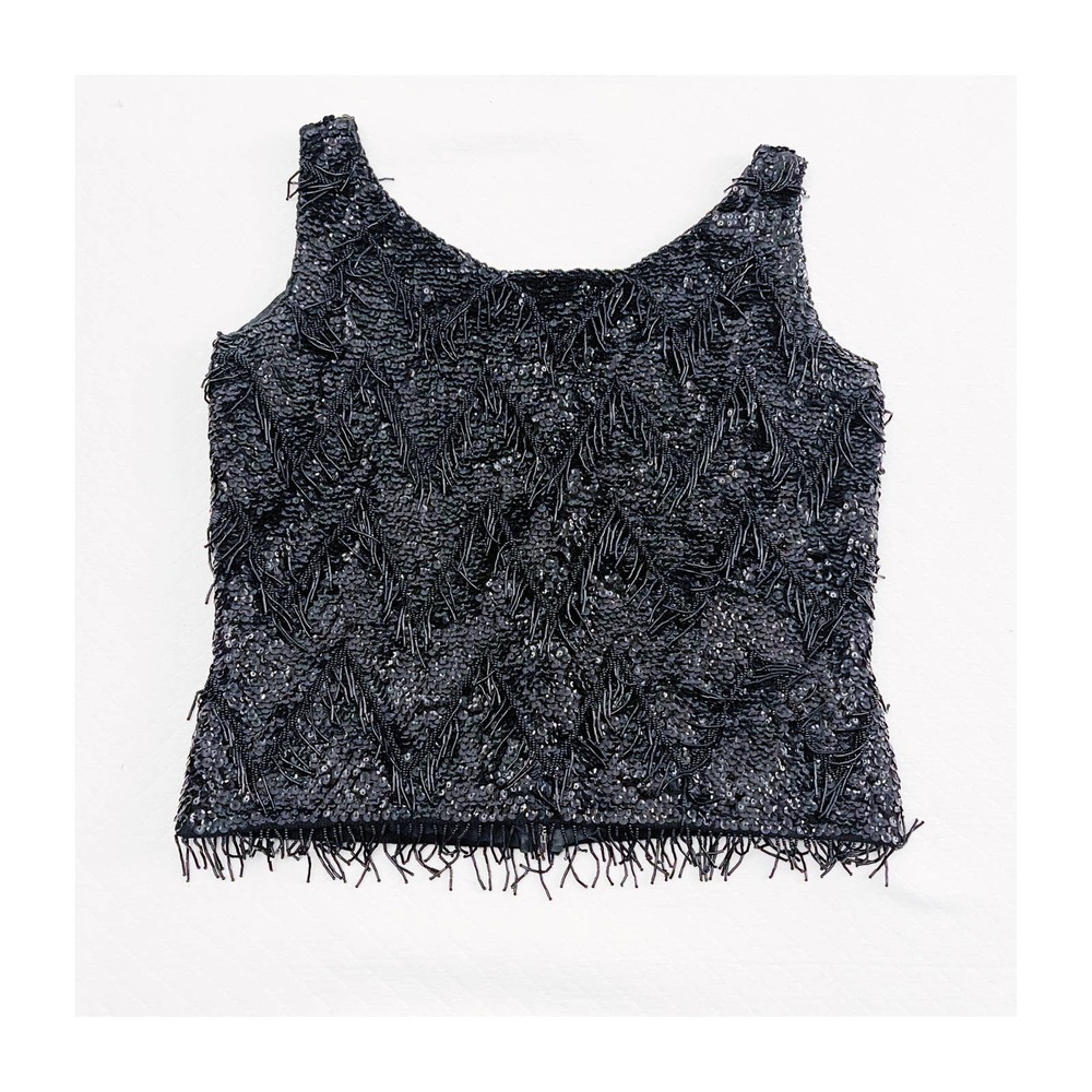 Vintage Black Textured Tank Top